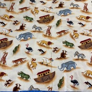 Vintage 1996 Alexander Henry “All Aboard” Noah’s Ark Cotton Fabric 48”x32” Piece